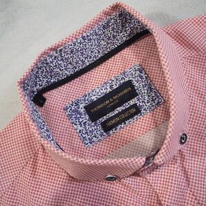 Thomson & Richards Sz L Red Stylish Geometric pattern Flip Cuffs Men's Shirt